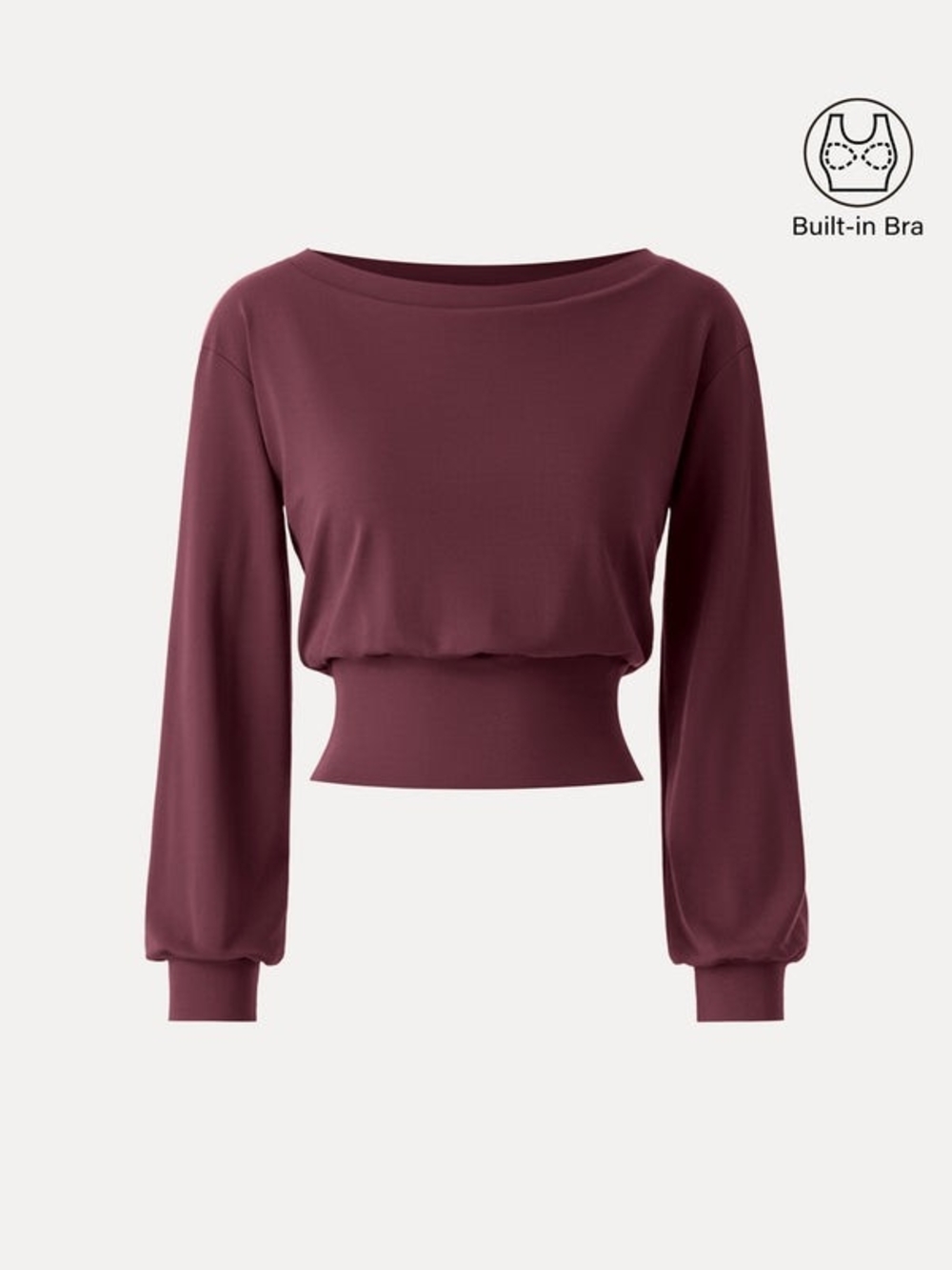 OGL Non-Itchy Wool Blend Boatneck Bra Top In Ruby Berry